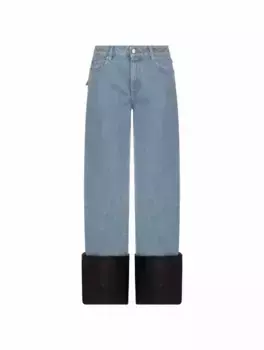 Широкие джинсы с логотипом Nanushka, синий