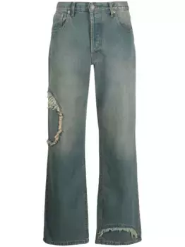 Широкие джинсы с нашивкой-логотипом Edward Cuming, синий