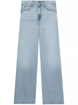 Широкие джинсы с нашивкой-логотипом rag & bone, синий