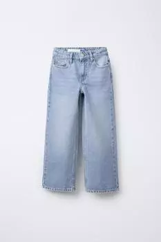 Широкие джинсы с нашивкой в виде звезды ZARA, синий