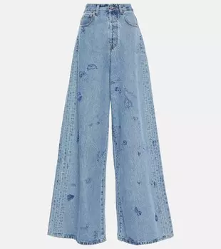 Широкие джинсы с низкой посадкой и принтом VETEMENTS, синий