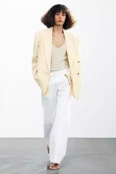 Широкие джинсы с низкой посадкой ZARA, белый