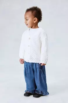 Широкие джинсы с оборкой H&M, синий