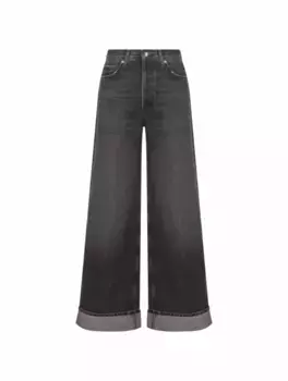 Широкие джинсы с отворотами Agolde, черный