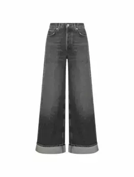 Широкие джинсы с отворотами Agolde, серый