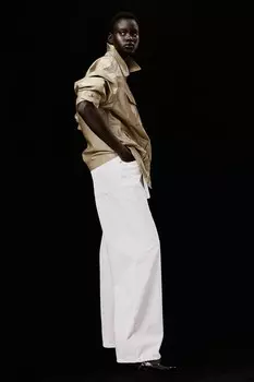 Широкие джинсы с поясом H&M, белый