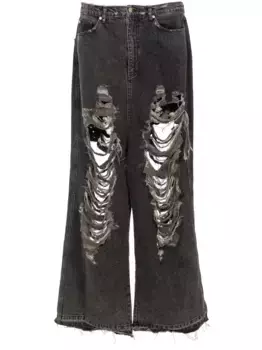 Широкие джинсы с прорезями Natasha Zinko, черный