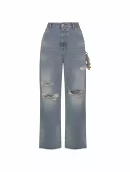 Широкие джинсы с рваным эффектом DARKPARK, синий