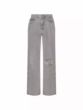 Широкие джинсы с рваным эффектом Ksubi, серый