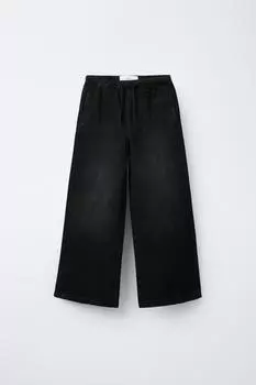Широкие джинсы с тонкой талией ZARA, черный
