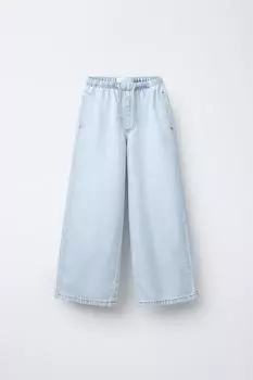 Широкие джинсы с тонкой талией ZARA, светло-синий