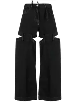 Широкие джинсы с вырезами The Attico, черный