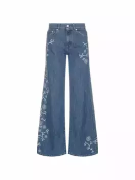 Широкие джинсы с вышивкой Kenzo, тёмно-синий