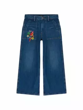 Широкие джинсы с вышивкой Ralph Lauren, тёмно-синий