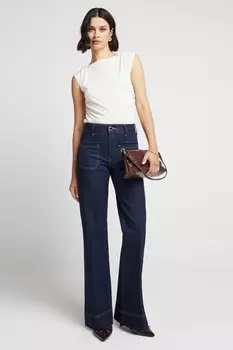 Широкие джинсы с высокой посадкой и карманами спереди River Island, синий