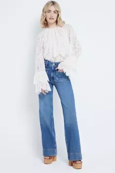 Широкие джинсы с высокой посадкой и карманами спереди River Island, синий