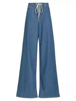 Широкие джинсы с высокой посадкой и завязками на талии MM6 Maison Margiela, синий