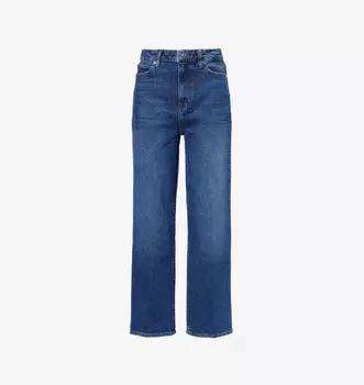 Широкие джинсы с высокой посадкой из эластичного денима с пятью карманами. Frame, цвет rival