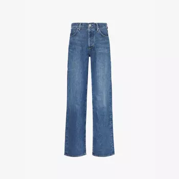 Широкие джинсы с высокой посадкой из плетеной ткани с фирменной нашивкой Annina Citizens Of Humanity, индиго