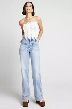Широкие джинсы с высокой посадкой River Island, синий