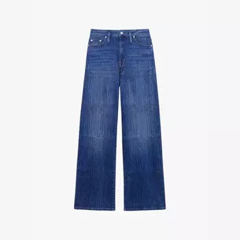 Широкие джинсы с высокой посадкой, украшенные стразами Maje, синий