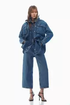 Широкие джинсы с высокой посадкой z1975 ZARA, средне-синий
