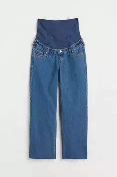 Широкие джинсы с высокой щиколоткой MAMA H&M, синий деним