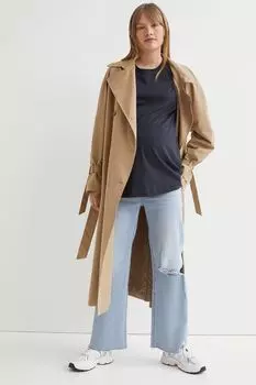 Широкие джинсы с высокой щиколоткой MAMA H&amp;M, светло-голубой деним