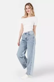 Широкие джинсы с высокой талией COLIN'S, пастельно-синий