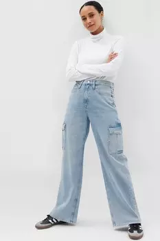 Широкие джинсы с высокой талией Gap, синий