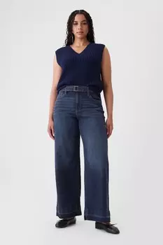 Широкие джинсы с высокой талией и поясом Gap, синий