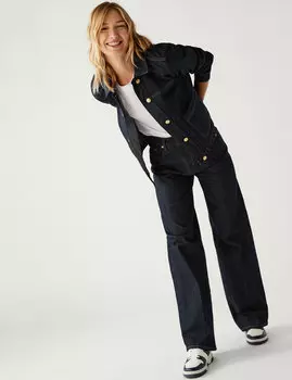 Широкие джинсы с высокой талией Marks & Spencer, индиго микс