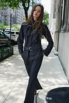 Широкие джинсы с высокой талией ZARA, синий