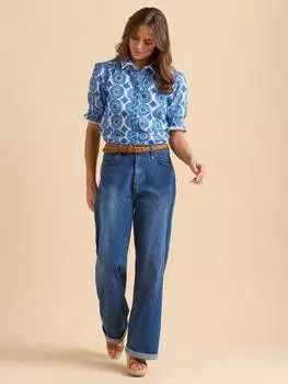 Широкие джинсы с закатанными манжетами Brakeburn, синий