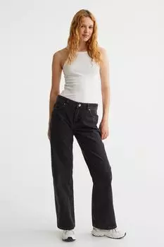 Широкие джинсы с заниженной талией H&amp;M, темно-серый