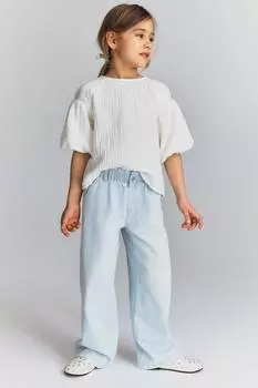 Широкие джинсы с застежкой «бумажный пакет» H&M, синий