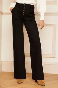 Широкие джинсы с застежкой на пуговицы Love & Roses, черный