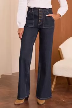 Широкие джинсы с застежкой на пуговицы Love & Roses, синий