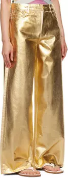 Широкие джинсы с золотой фольгой GANNI