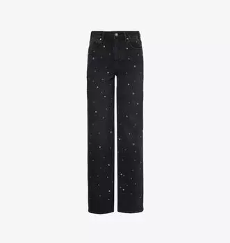 Широкие джинсы Sasha из эластичного денима с высокой посадкой, украшенные кристаллами Paige, цвет valene embellished