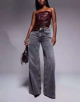 Широкие джинсы серого цвета River Island