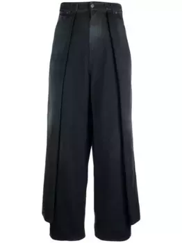 Широкие джинсы со складками BALENCIAGA, черный