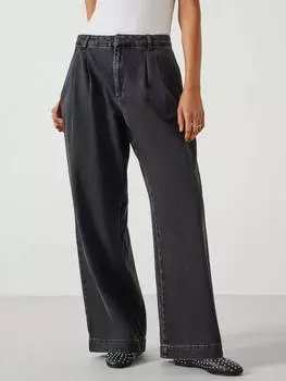 Широкие джинсы со складкой спереди от lya HUSH, цвет Washed Black