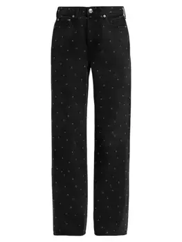 Широкие джинсы со средней посадкой и люверсами Logan Rag & Bone, цвет serephina with jewels