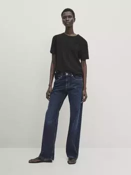 Широкие джинсы со средней посадкой Massimo Dutti, синий