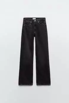 Широкие джинсы со средней посадкой Zara, черный