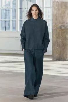 Широкие джинсы со средней посадкой ZARA, синий