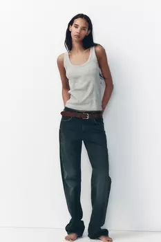 Широкие джинсы со средней талией ZARA, цвет Midnight blue