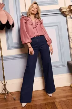 Широкие джинсы сшитые на заказ Love & Roses, синий