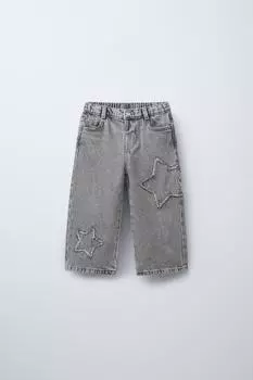 Широкие джинсы star ZARA, светло-серый